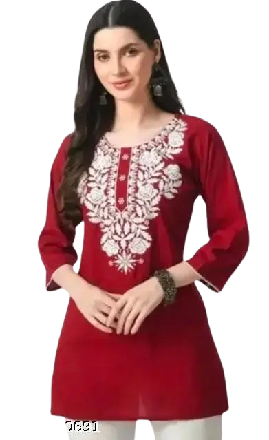 Euro Trendz Top With White color of Embroidery