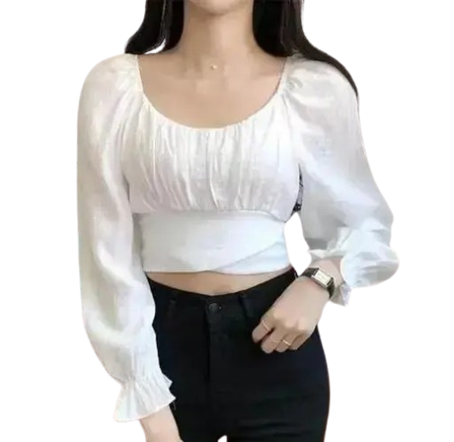 Euro Trendz Puff Style Full Sleeve Crop Top
