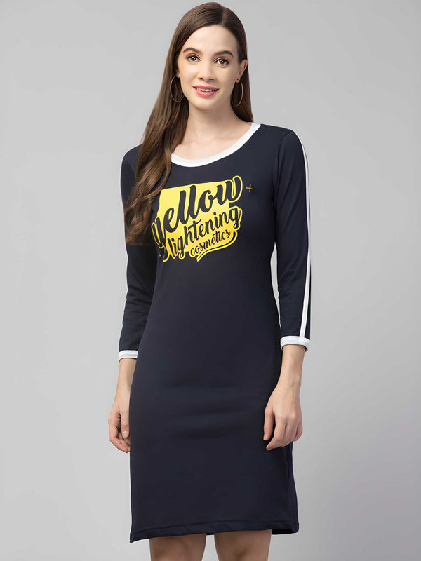 Euro Trendz Women's Cotton Graphic Print T-shirt Short Dress