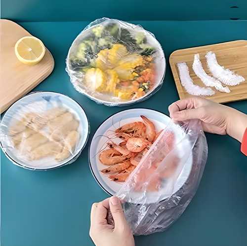 Euro Trendz Plastic Bags - Reusable Elastic Food Storage Plastic Covers (Pack of 100)