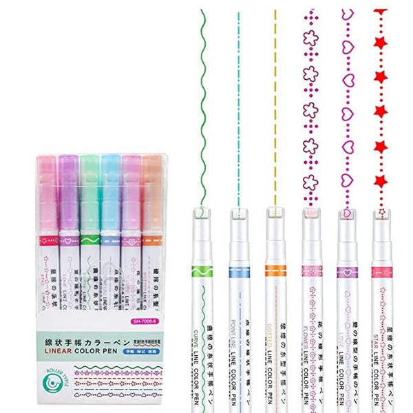 Euro Trendz Stamp Pen Liner Pen Roller Type 6 Design and Pack of 6 Color 6a