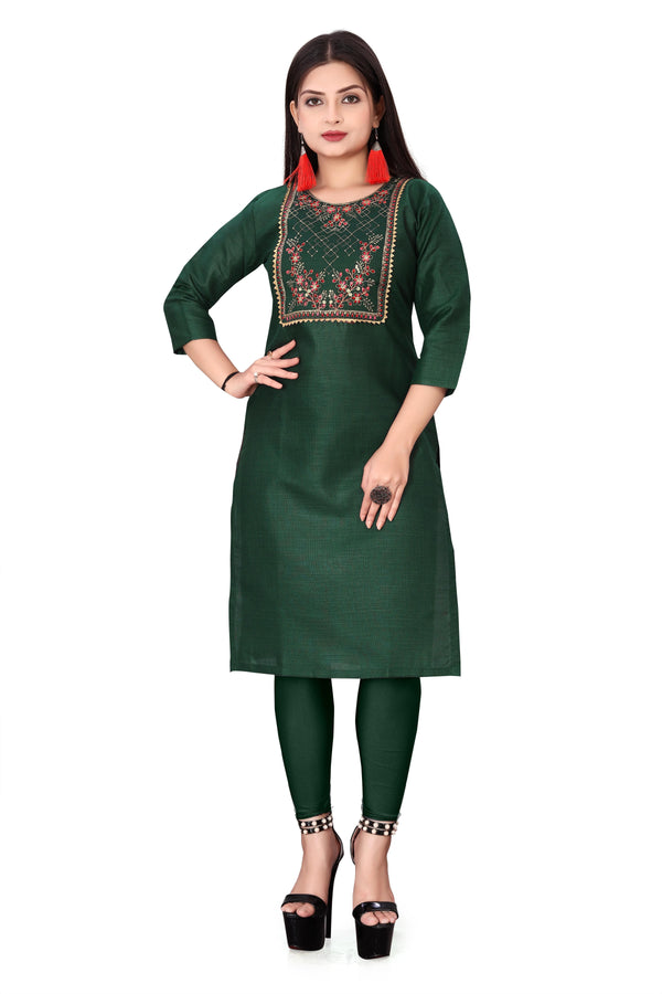 Euro Trendz Women's Embroidery Cotton Slub Kurti
