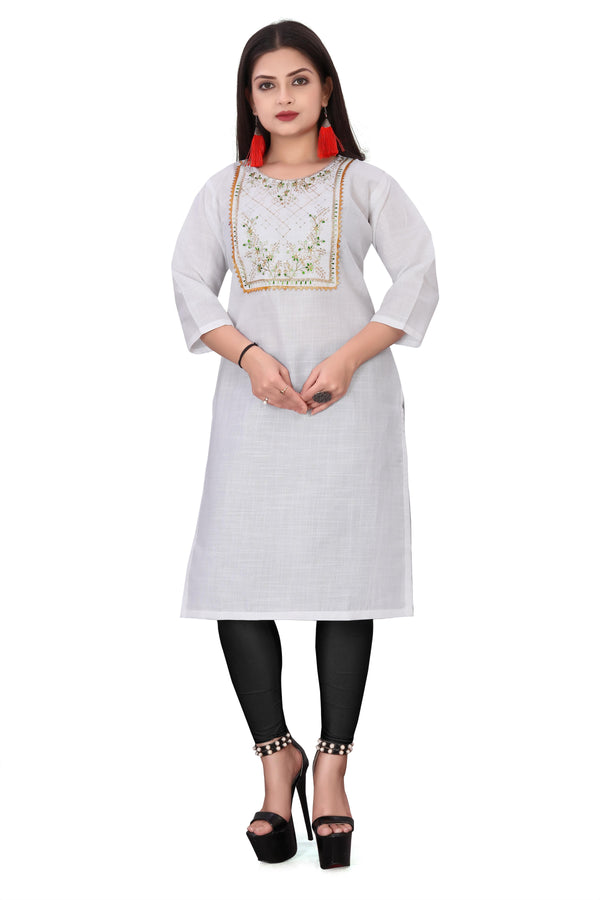 Euro Trendz Women's Embroidery Cotton Slub Kurti