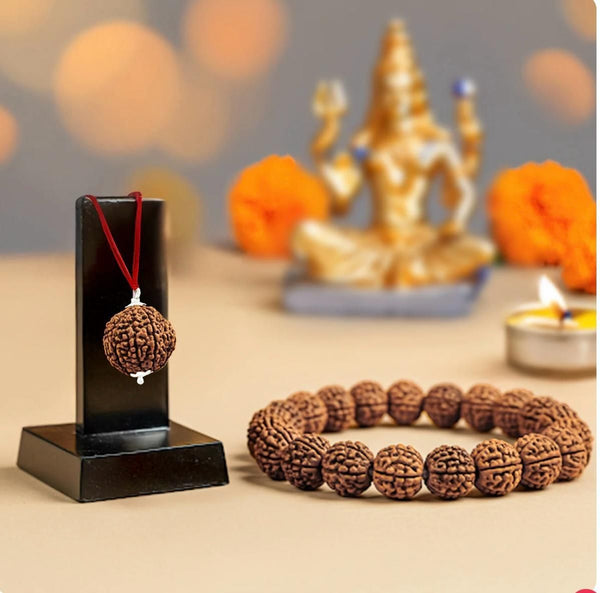Euro Trendz Maha SHivratri Combo - 5 Mukhi Rudraksha With Bracelet