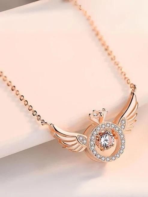 Euro Trendz Rose Gold Angel Wings Pendant Chain