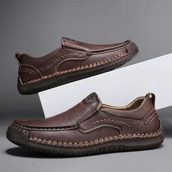 Euro Trendz Men's Stitching Breathable Anti-skid Slip On Shoes Brown