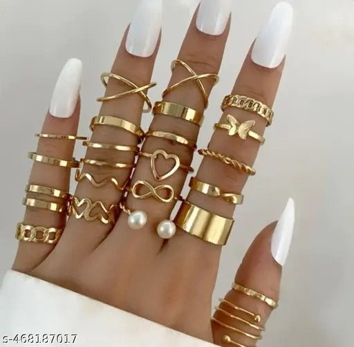 Euro Trendz  women set of 22 gold plated contemporary rings | premium ring | stylish ring set | ring for girls |