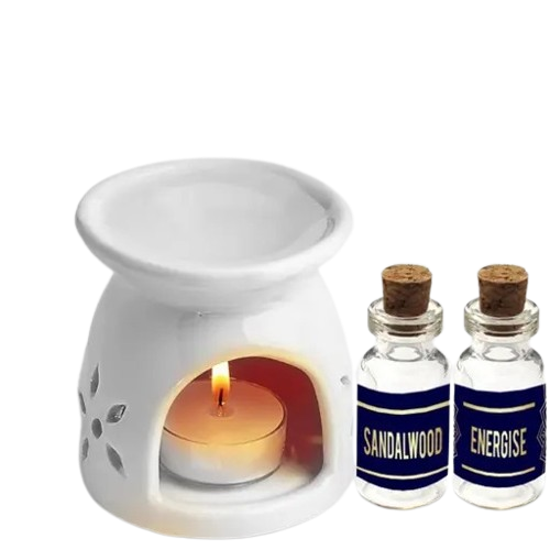 Euro Trends Serene Aroma Diffuser, Candle Burner for Home Fragrance || 1 Aroma Diffuser with 2 Essential Oils 10ml each (Assorted best fragrances)